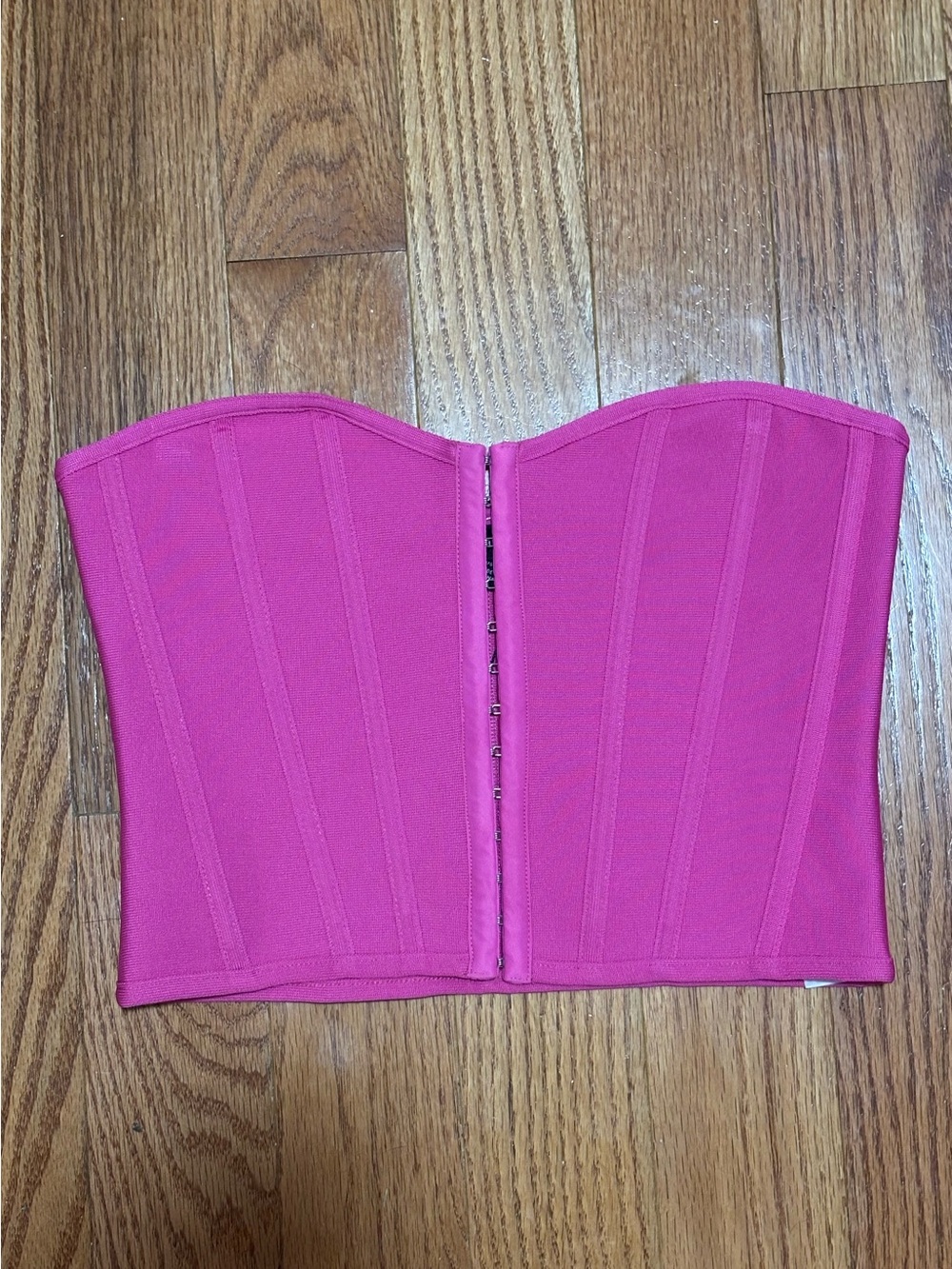 PrettyLittleThing Hot Pink Strapless Bustier Top with Front Hook Closure Size 6